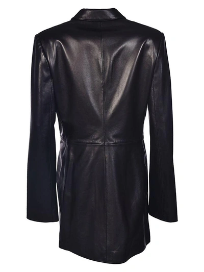 Shop Helmut Lang Leather Coat In Nero