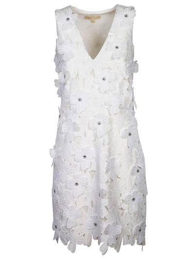 Shop Michael Kors Michael  Floral Detailed Dress In White