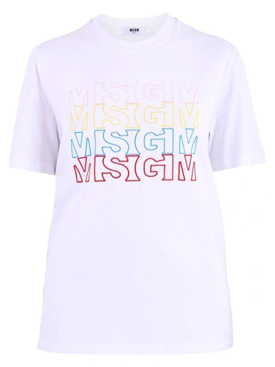 Shop Msgm White Logo T-shirt