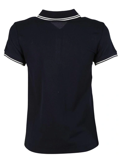 Shop Moncler Piped Collar Polo Shirt In Blue