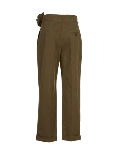 Shop Carven Frilled Trim Trousers In Verde