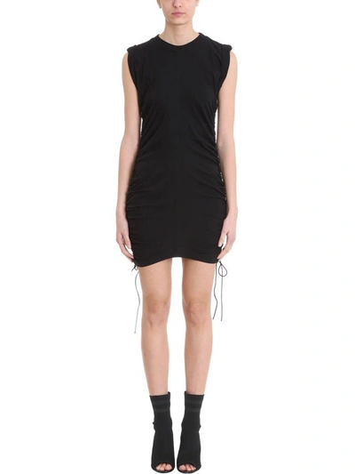 Shop Alexander Wang T Ruched Black Sleeveless Jersey Dress
