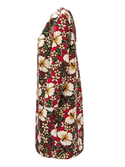 Shop Dsquared2 Red Silk Dress With Floral Print In Fantasia