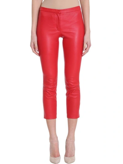 Shop Theory Classic Skynny Red Leather Pants