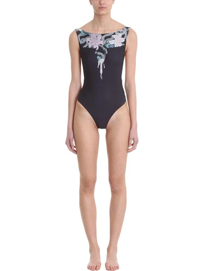 Shop Marcelo Burlon County Of Milan Black Flower Wings Swimsuit