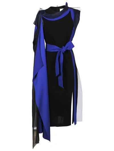 Shop Maison Margiela Contrast Trim Dress In Blu