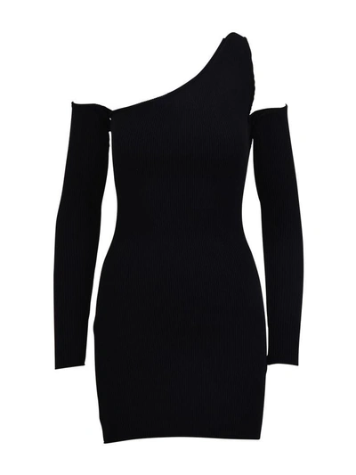 Shop Amiri Off-shoulder Mini Dress In Black