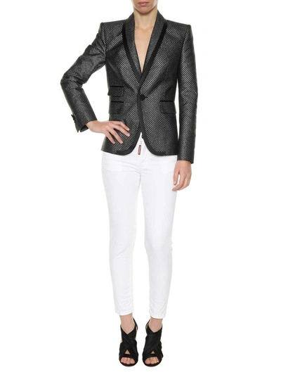 Shop Dsquared2 Fitted Blazer In Black-silver
