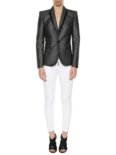 Shop Dsquared2 Fitted Blazer In Black-silver