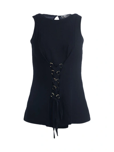 Shop Michael Kors Black Sleeveless Top With Fastening In Nero