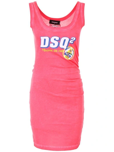 Shop Dsquared2 Printed Jersey Dress In Redrosso