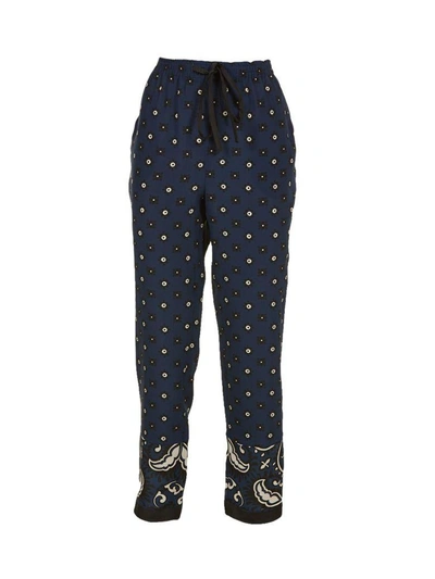 Shop Red Valentino Paisley Print Trousers In Blu-nero-bianco