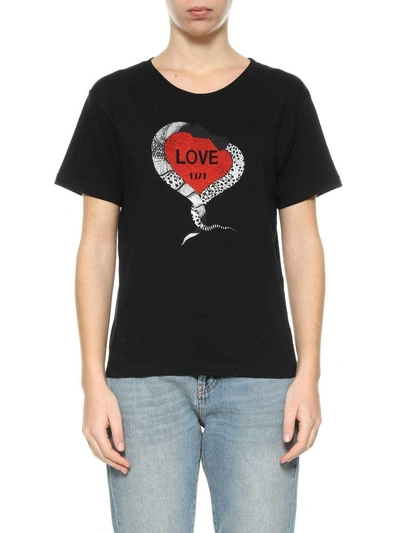 Shop Saint Laurent T-shirt Love 1971 In Nero