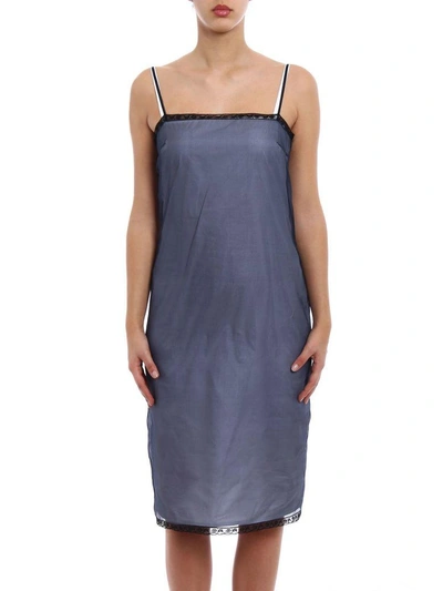 Shop Prada Organza Popeline Dress In 22x Blu+bianco