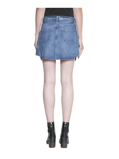 Shop Frame Le Mini Denim Cotton Skirt In Blu