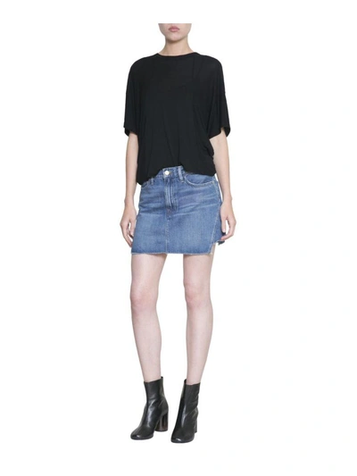 Shop Frame Le Mini Denim Cotton Skirt In Blu