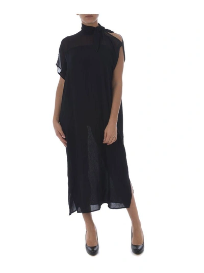 Shop Mm6 Maison Margiela Asymmetric Dress In Black