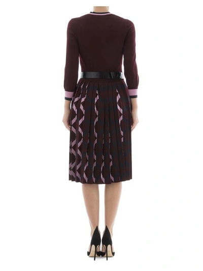 Shop Bottega Veneta Bordeaux Wool Dress In Red