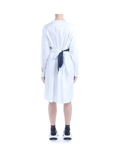Shop Mm6 Maison Margiela White Cotton Dress With Bands In Bianco