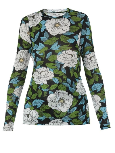 Shop Diane Von Furstenberg Floral Printed T-shirt In Boswell Ivory