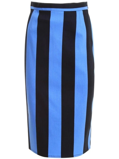 Shop Prada Striped Skirt In Azzurro+blublu