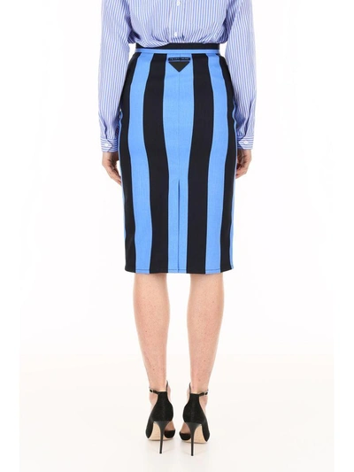 Shop Prada Striped Skirt In Azzurro+blublu