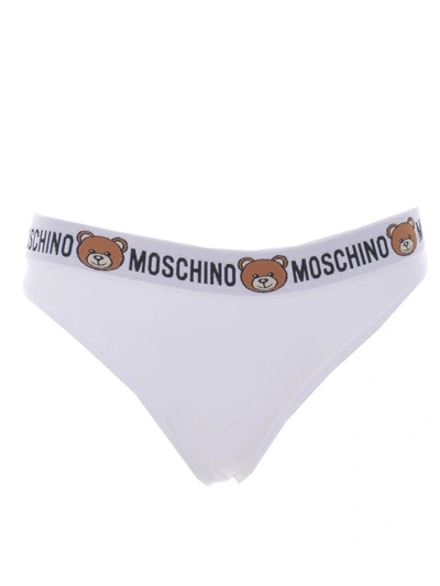 Shop Moschino Bear Print Briefs In Bianco