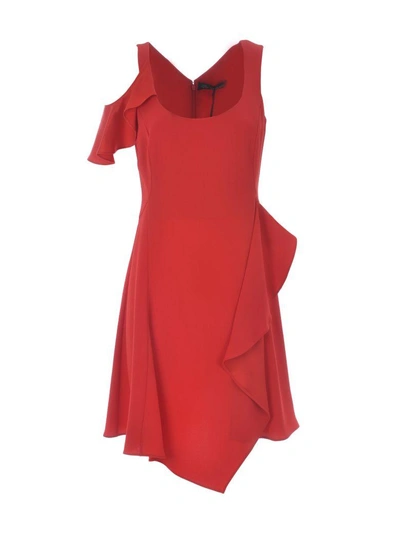 Shop Versace Ruffle Dress In Rosso