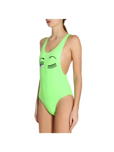 Shop Chiara Ferragni Swimsuit  Flirting Eyes One-piece Swimsuit In Green