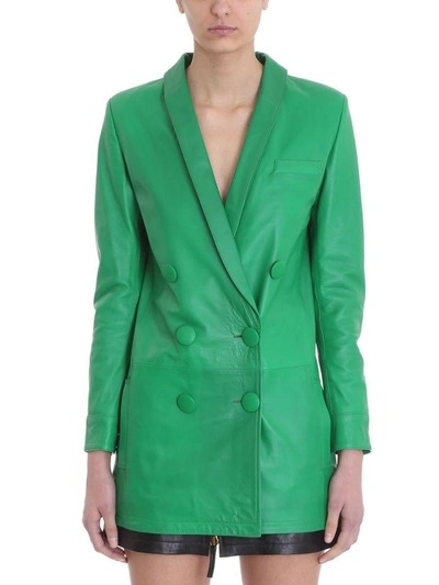 Shop Numerootto Delfina Green Leather Jackets