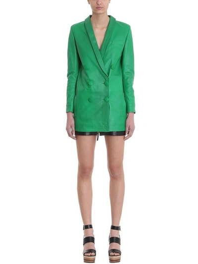 Shop Numerootto Delfina Green Leather Jackets