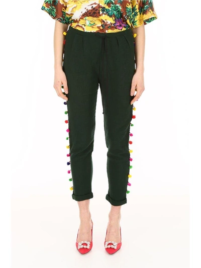 Shop Mes Demoiselles Isba Trousers In Emeraude (green)