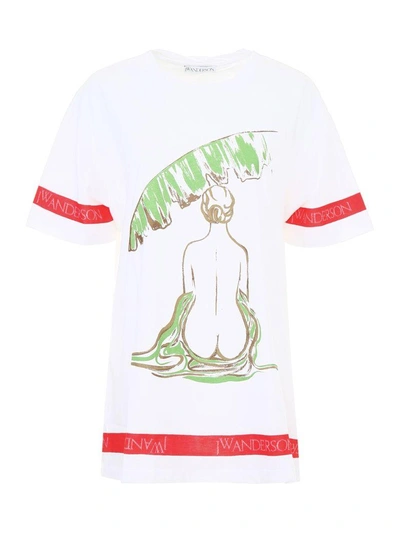 Shop Jw Anderson Palm Lady T-shirt In Whitebianco