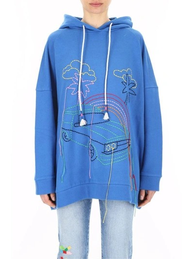 Shop Mira Mikati Hand-embroidered Hoodie In Blue (blue)