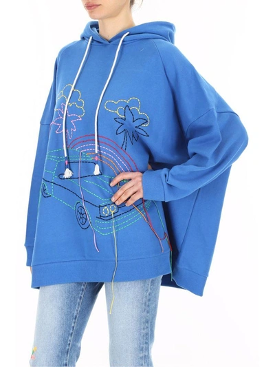 Shop Mira Mikati Hand-embroidered Hoodie In Blue (blue)