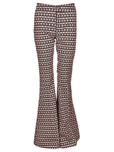 Shop Dondup Printed Flared Trousers In Pink