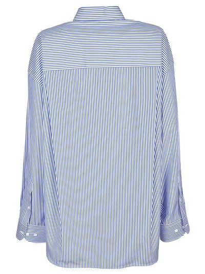Shop Balenciaga Striped Masculine Shirt In Blue