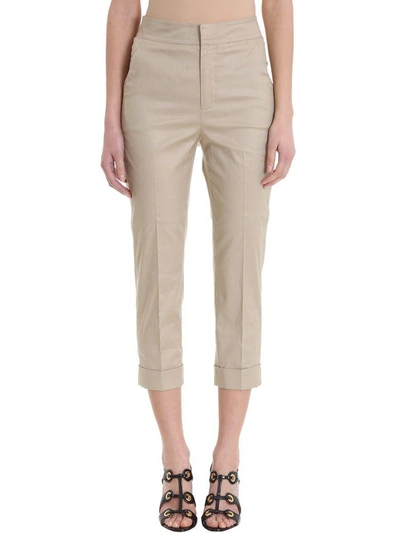 Shop L'autre Chose Cropped Beige Cotton Trousers