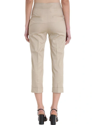 Shop L'autre Chose Cropped Beige Cotton Trousers