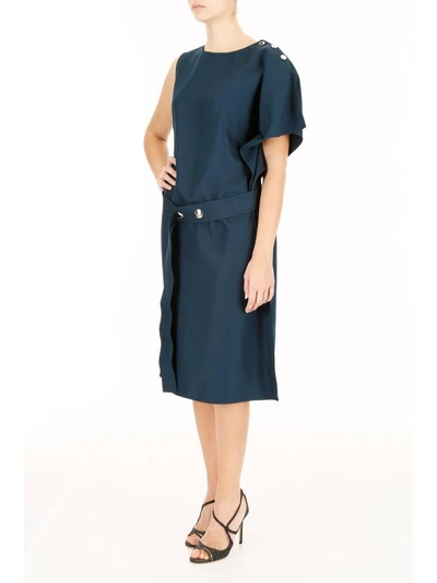 Shop Marni Dress With Kimono Sleeve In Fjord|verde