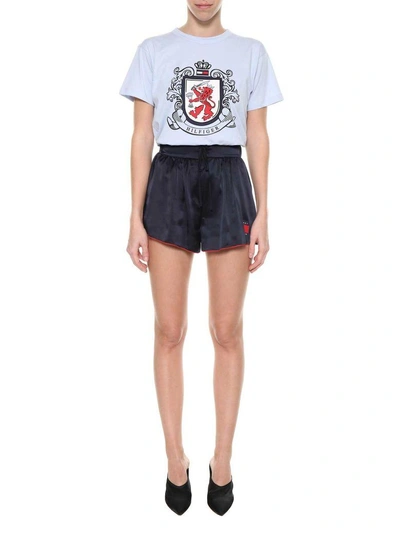Shop Tommy Hilfiger Satin Shorts In Blu