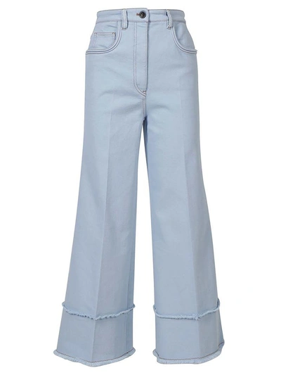 Shop Miu Miu Pants In Light Blue