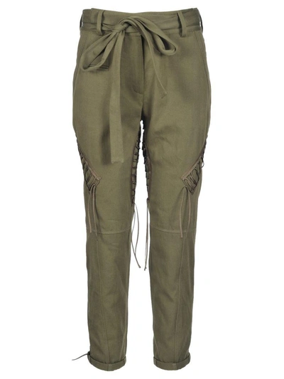 Shop Saint Laurent Paris Pantalone Lace Cargo In Khaki