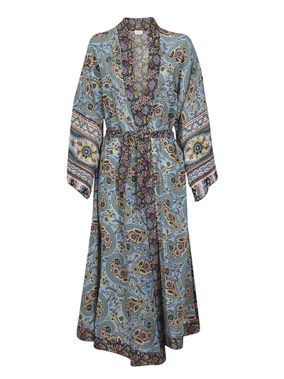 Shop Anjuna Printed Cardi-coat In Blue Cashmere