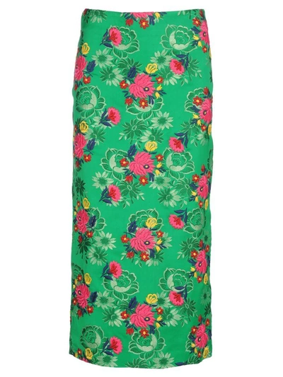 Shop Marni Skirt Flowers In Green