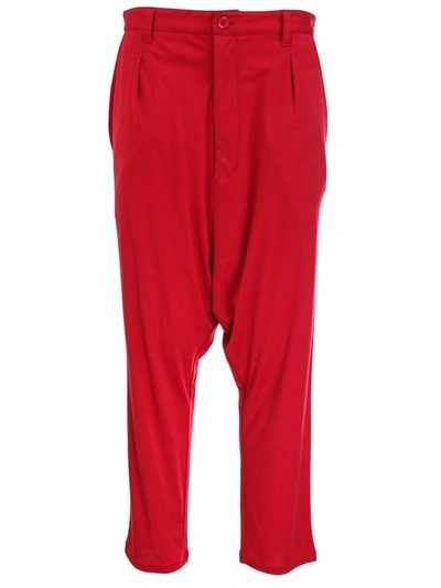 Shop Y-3 Crotch-drop Mid Trousers In Chili Pepper Undyed
