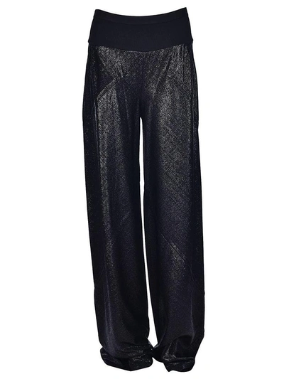 Shop Rick Owens Metallic Effect Flared Trousers In Black