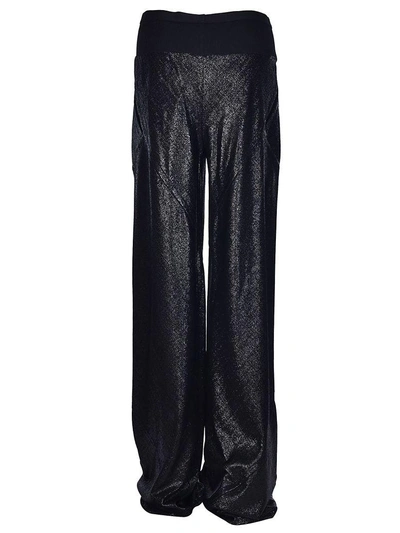 Shop Rick Owens Metallic Effect Flared Trousers In Black