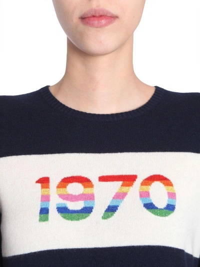 Shop Bella Freud Sweater With 1970 Rainbow Intarsia In Blu