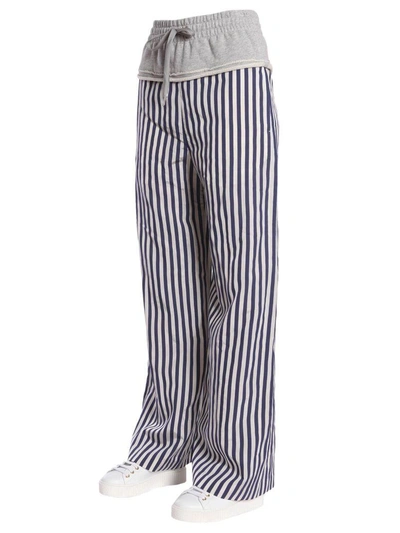 Shop Alexander Wang T Striped Wide Leg Trousers In Grigio